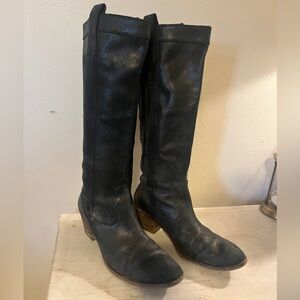 Guess Black Leather Heeled Boots